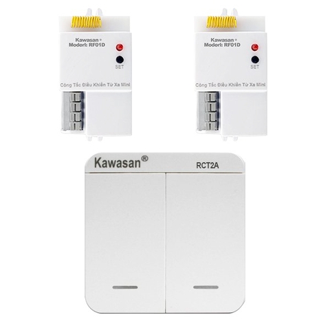 Bộ công tắc đôi không dây điều khiển 2 thiết bị điện từ xa Kawasan RCT2A-2RF01D