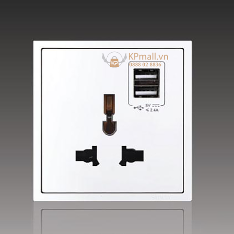 Module ổ cắm đơn 3 chấu đa năng kèm 2 ổ USB Simon i7 70E725