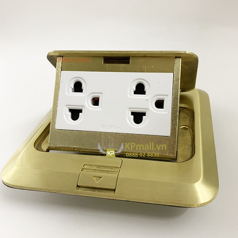 Bộ ổ cắm âm sàn đôi 3 chấu Simon màu vàng đồng SEF3600 hoặc màu bạc SEF4600