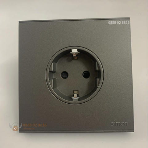 Ổ cắm schuko đơn 16A có tiếp địa lắp chuẩn vuông màu Grey (Xám) Simon E6 721687-61
