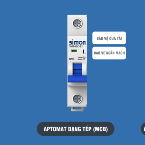 Aptomat dòng cắt 6000A 1P+N MCB 6k 1P+N 16A SMB65C-40C16