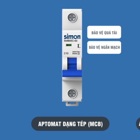 Aptomat dòng cắt 6000A 1P MCB 6k 1P 50A SMB65C-63C50