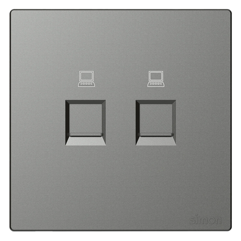 K3-Bộ ổ cắm mạng đôi (cat6)  (grey) Simon 575228-61