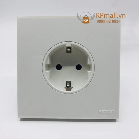 Bộ ổ cắm schuko có chân tiếp địa lắp đế chuẩn vuông Simon S6 581687