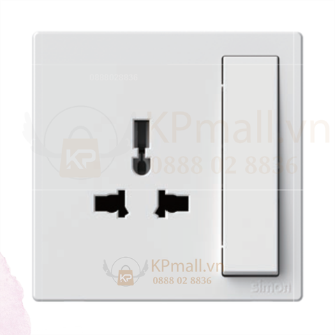 Bộ ổ cắm 3 chấu đa tiêu chuẩn kèm công tắc ổ Chuẩn vuông Simon Series S6 581089