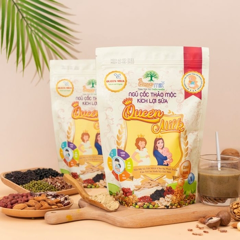Ngũ cốc Thảo mộc kích lợi sữa Queen Milk Chuyên biệt cho mẹ ít sữa, loãng sữa