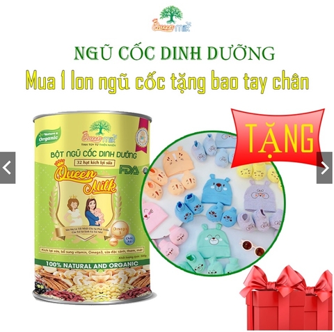 Ngũ cốc lợi sữa 32 Hạt dinh dưỡng QUEEN MILK (Tặng 1 combo bao tay bao chân)