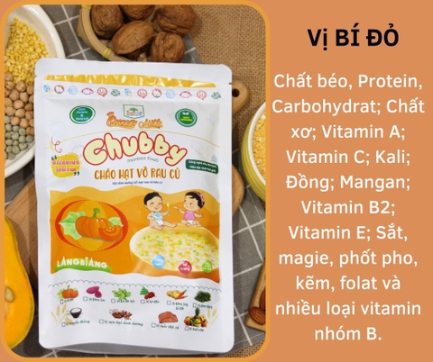 Cháo hạt vỡ Rau củ Chubby vị bí đỏ (400gr)