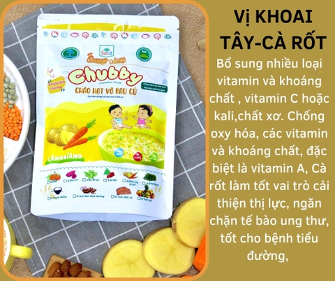 Cháo hạt vỡ Rau củ Chubby vị Khoai tây Cà rốt (400gr)
