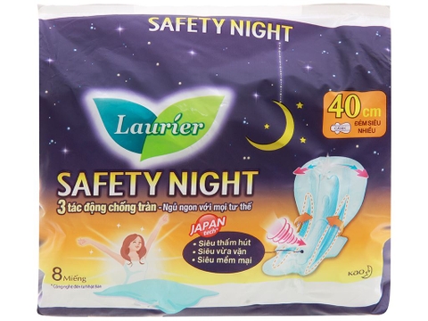 Băng vệ sinh ban đêm Laurier Safety Night siêu an toàn 40cm (8s)