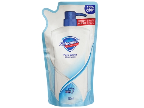 Sữa tắm Safeguard Pure White thơm dịu nhẹ sạch khuẩn trắng tinh khiết  túi 620ml