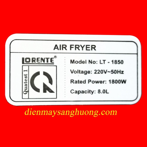 NỒI CHIÊN KHÔNG DẦU LORENTE <LT - 1850>