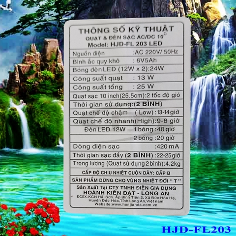 Quạt Tích Điện HONJIANDA HJD-FL203 <2 bình>