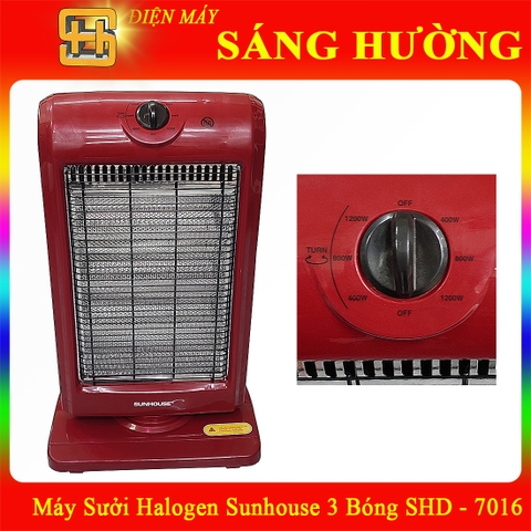 Máy Sưởi Halogen Sunhouse 3 Bóng - SHD - 7016
