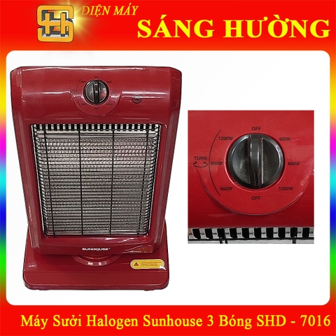 Máy Sưởi Halogen Sunhouse 3 Bóng - SHD - 7016