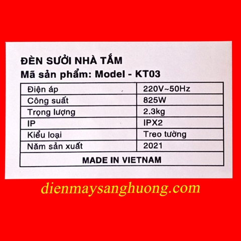 Đèn Sưởi Nhà Tắm 3 Bóng Kaita - KT03