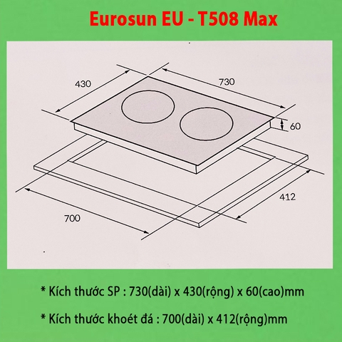 Bếp Từ Đôi Eurosun EU-T508 Max