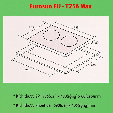 Bếp Từ Đôi Eurosun EU-T256 Max
