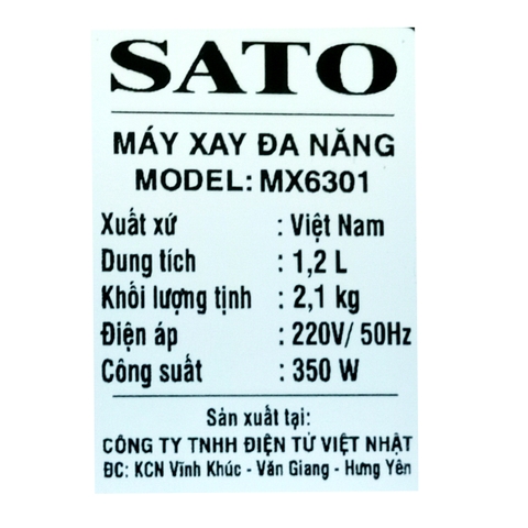 Máy Xay Sinh Tố Đa Năng SaTo MX - 6301