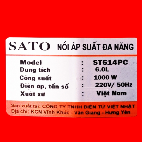 Nồi Áp Suất Đa Năng SATO 6.0L <ST614PC>