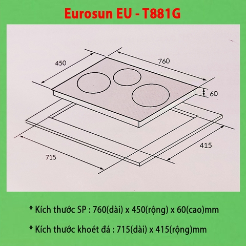 Bếp Từ Ba Eurosun EU-T881G
