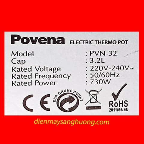 Bình Thuỷ Điện Povena 3.2L