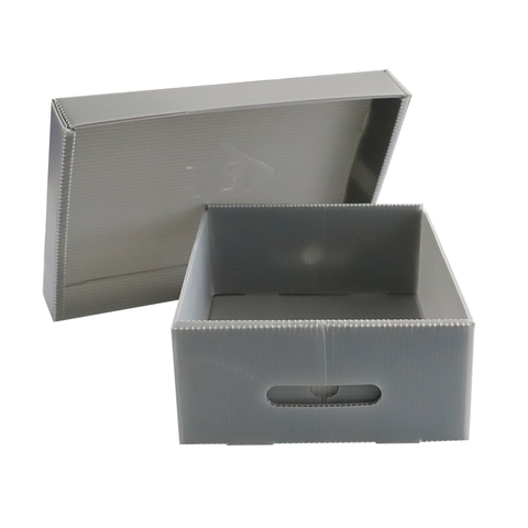 Thùng Danpla Có Nắp Đậy Rời Màu Xám