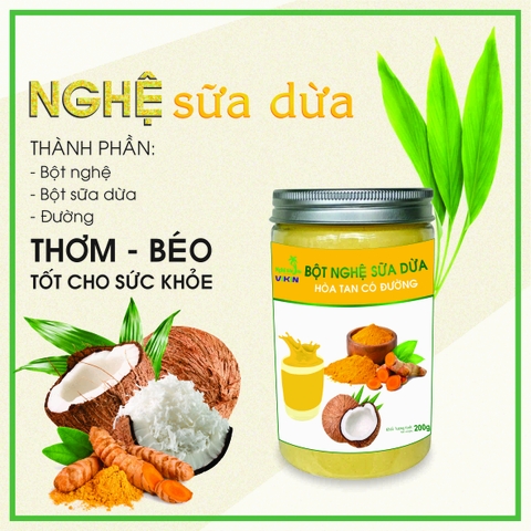Bột nghệ sữa dừa hũ 250g (gồm hũ)