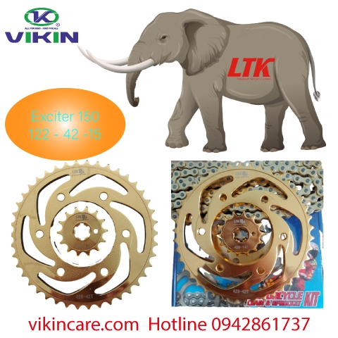 Nhông Sên Dĩa LTK 126L - 42 -14 Exciter 150 Vàng