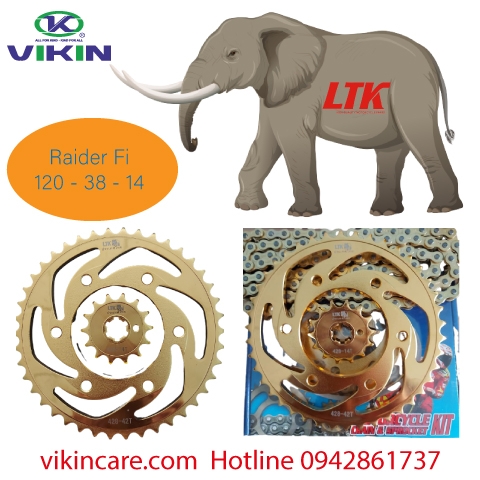 Nhông Sên Dĩa LTK 126L- 38 - 14 Raider Fi Vàng