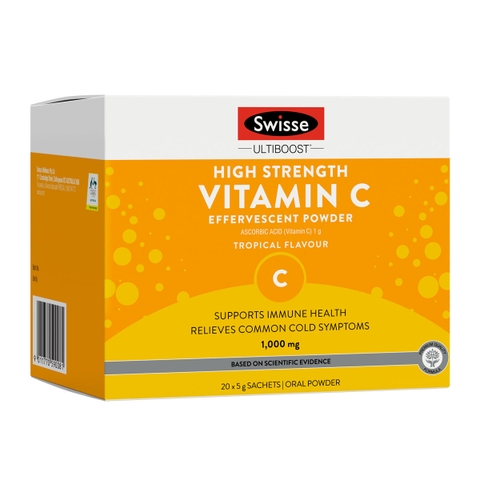 Sủi bọt bổ sung Vitamin C Swisse Ultiboost High Strength Vitamin C Effervescent Powder - ÚC