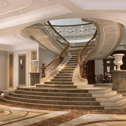 Cầu thang nhôm đúc cao cấp tay gỗ | PA06CT