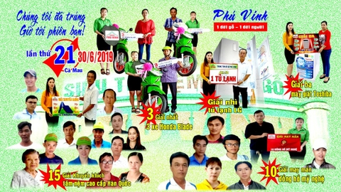 POSTER KHÁCH HÀNG TRÚNG GIẢI LẦN 21 TẠI PHÚ VINH P6-CÀ MAU