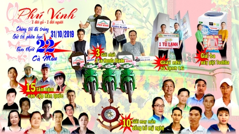 POSTER KHÁCH HÀNG TRÚNG GIẢI LẦN 22 TẠI PHÚ VINH P6-CÀ MAU