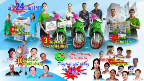 POSTER KHÁCH HÀNG TRÚNG GIẢI LẦN 24  TẠI PHÚ VINH P6-CÀ MAU