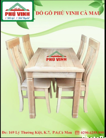 Bàn Ăn Vuông, Sồi, 1m2 ( 4 Ghế)