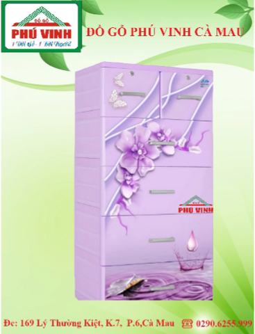 Tủ BITE, 5N, Tím, Giọt Nước, 60 x 130cm