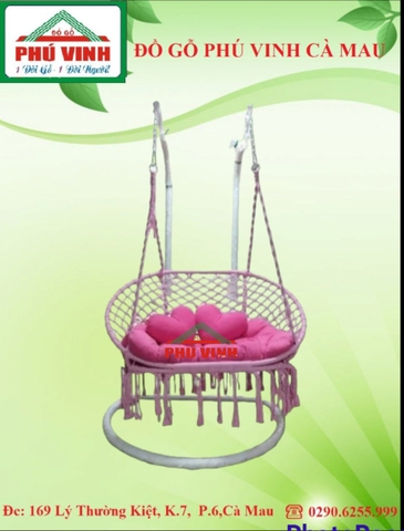 Xích Đu, Đan, Đôi, Màu Hồng, Có Gối