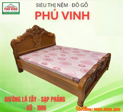 Giường Lá Tây, Sạp Phẳng, Gõ, 1m6