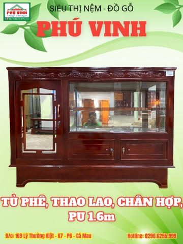 Tủ Phê, Thao Lao, Chân Hợp, PU, 1.6m