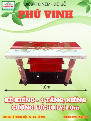 Kệ Kiếng - 4 Tầng, Kiếng Cường Lực 10 Ly, 1.0m