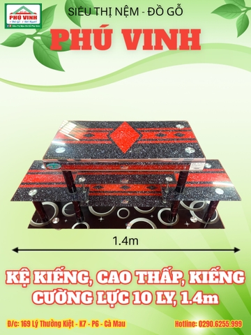 Kệ Kiếng, Cao Thấp, Kiếng Cường Lực 10 Ly, 1.4m