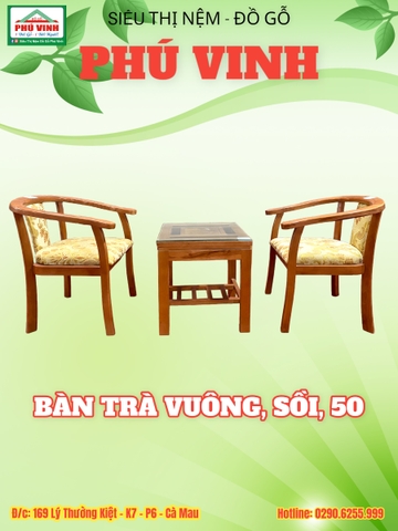 Bàn Trà, Vuông, Sồi, 50