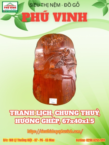 Tranh Lịch, Chung Thủy, Hương, Ghép, 67x40x1.5