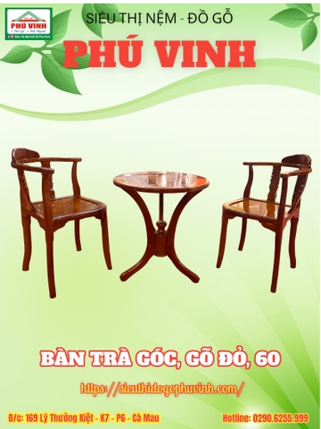 Bàn Trà Góc, Gõ Đỏ, 60