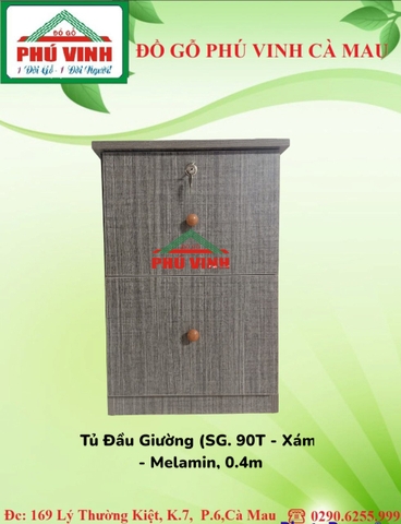 Tủ Đầu Giường (SG.90T - Xám) - Melamin, 0.4m