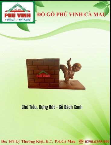 Chú Tiểu, Đựng Bút - Gỗ Bách Xanh