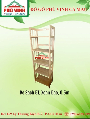 Kệ Sách, Xoan Đảo, 5T, 0.5m
