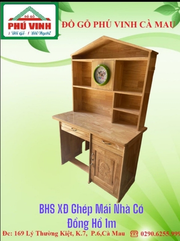 Bàn Học Sinh, Xoan Đào Ghép,Mái Nhà( Đồng Hồ),1m