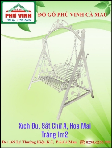 Xích Đu, Sắt Chữ A, Hoa Mai, Trắng 1m2